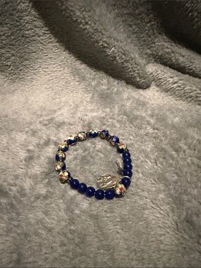 Cloisonne Italian Stretch Bracelet - Dark Blue